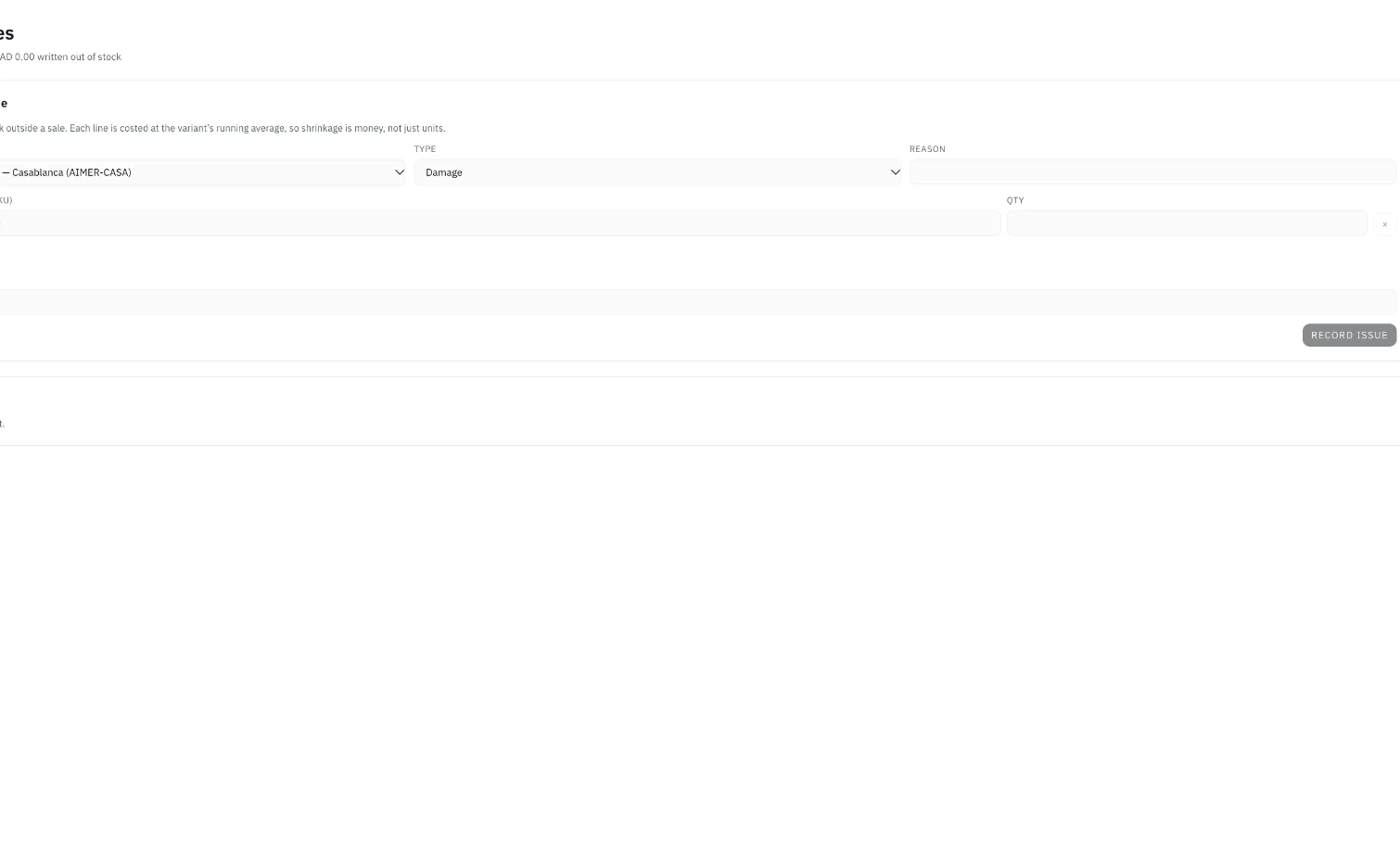 Supplied Agora inventory workspace. This capture provides interface context; the operating scenarios on this page use separately labelled sample data.