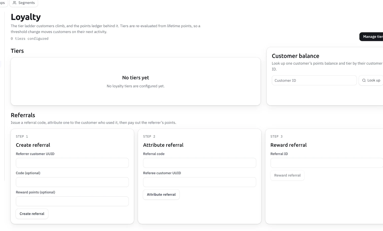 Supplied Agora loyalty workspace. This capture provides interface context; the operating scenarios on this page use separately labelled sample data.