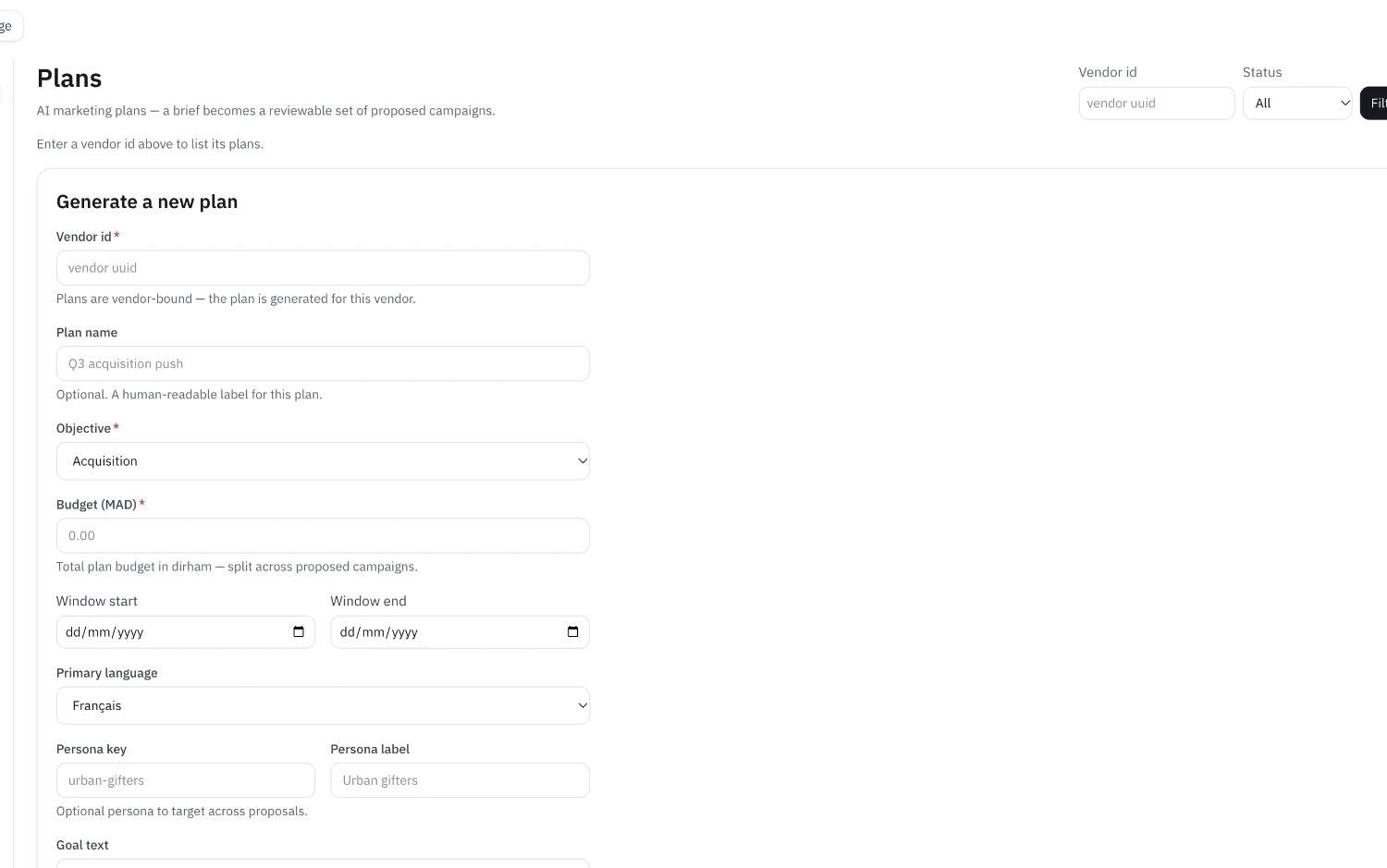 Supplied Agora marketing workspace. This capture provides interface context; the operating scenarios on this page use separately labelled sample data.
