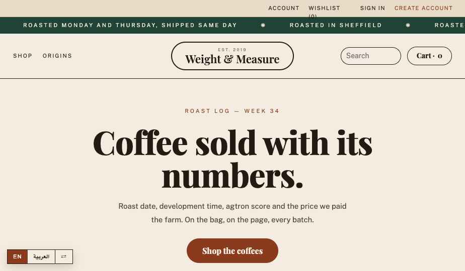Coffee storefront theme