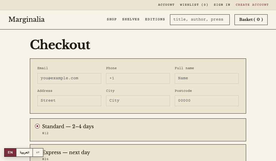 Books storefront theme