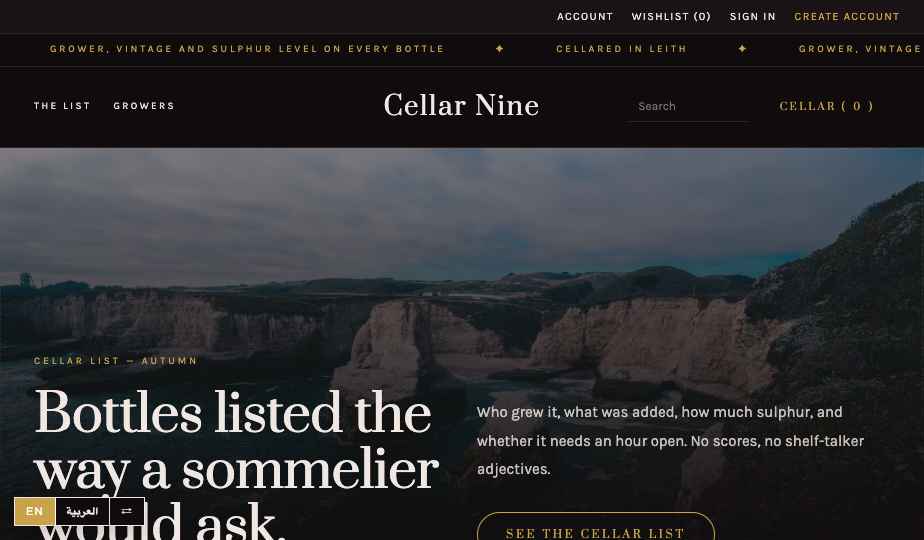 Wine Spirits storefront theme