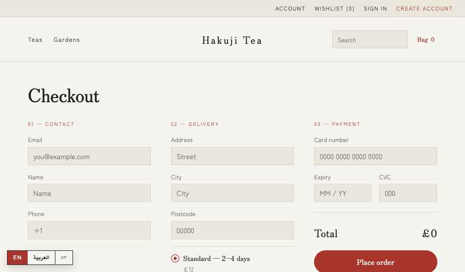 Tea storefront theme