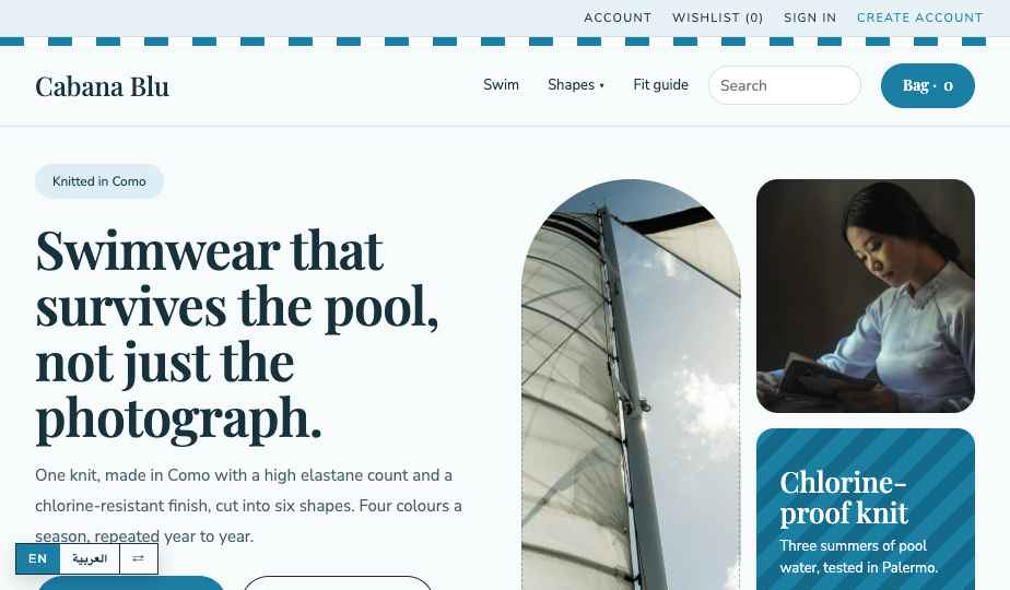 Swimwear storefront theme