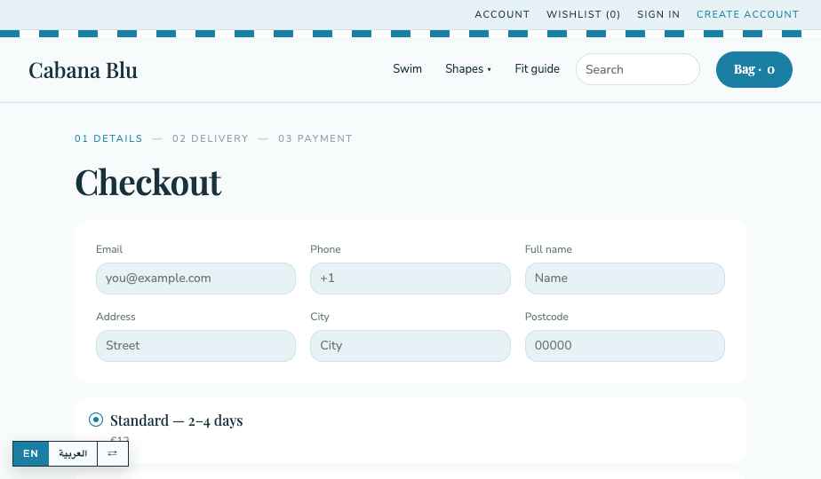 Swimwear storefront theme