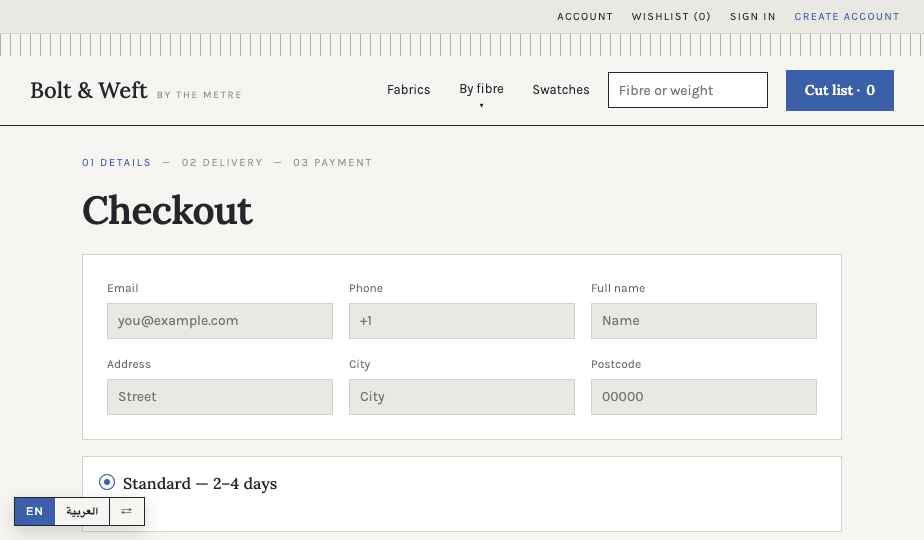 Fabric storefront theme