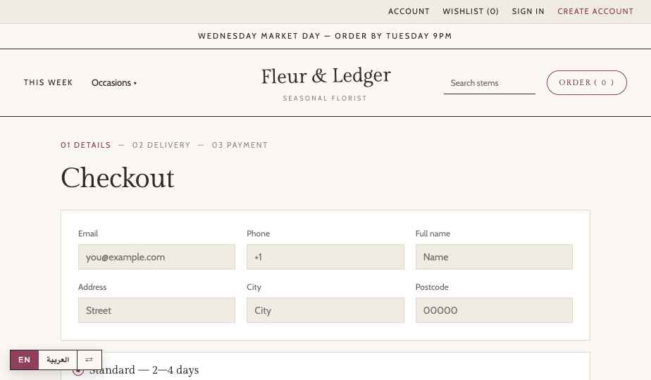 Florist storefront theme