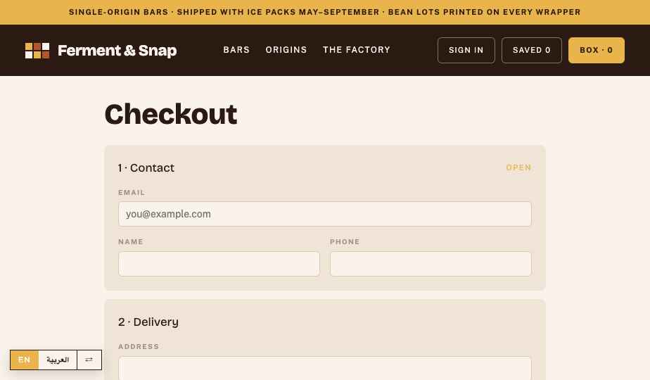 Chocolate storefront theme